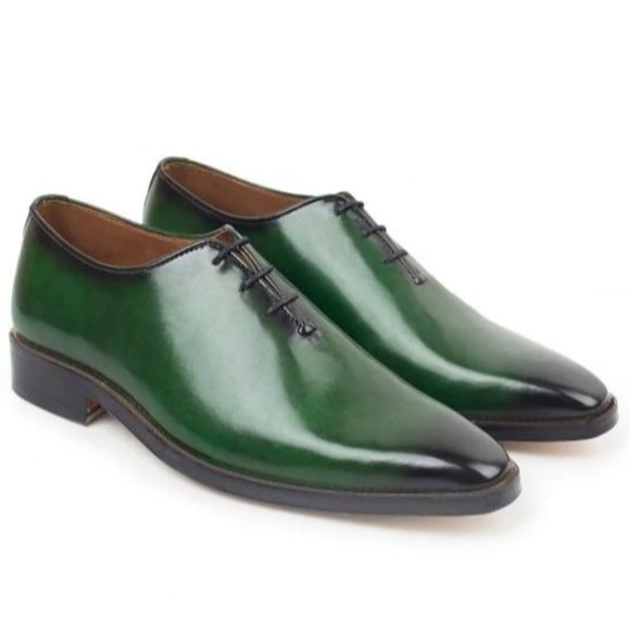 Yash Leather Handmade Oxford Green Patina Shoes main image 3